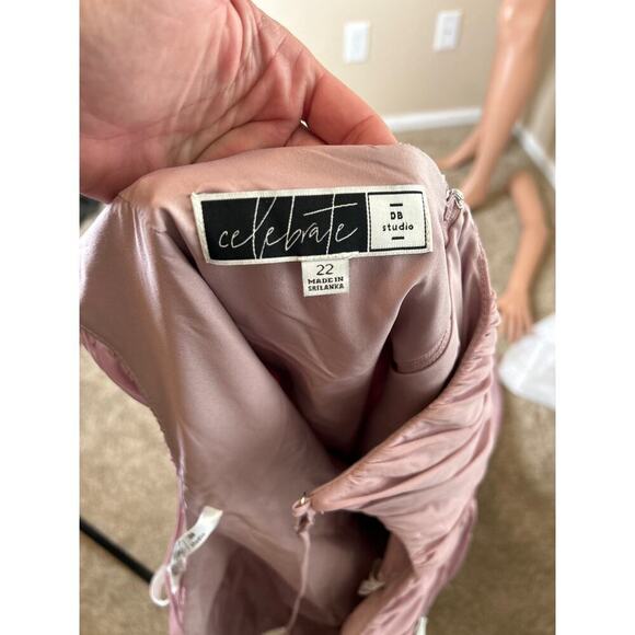 CELEBRATE DB STUDIO chiffon gathered bodice dress bridesmaid NEW SZ 22 Quartz - Picture 9 of 13